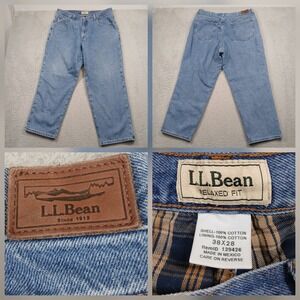 L.L. Bean Relaxed Fit Jeans Men's 38x28 Blue Denim Made in Mexico
